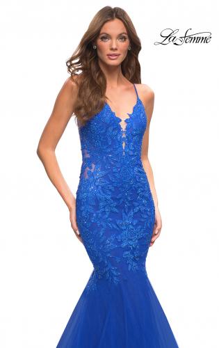 blue prom dress with diamonds