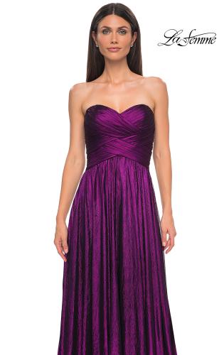 NWT GORGEOUS deals LA FEMME ROYAL PURPLE STRAPLESS RHINESTONES GOWN.