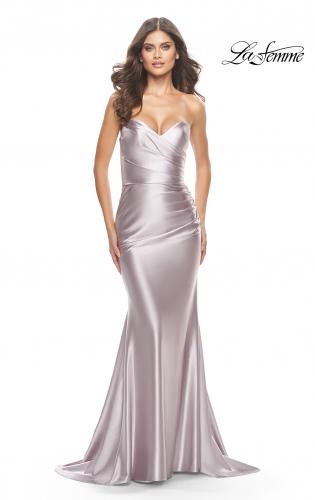 silver satin dress long