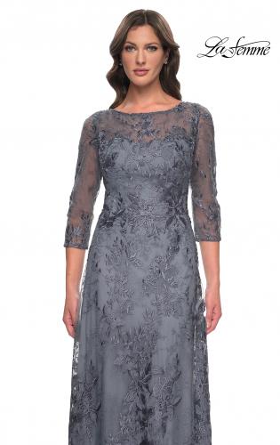 Blue gray mother clearance of the bride dress