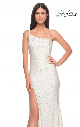 White rhinestone hot sale prom dress