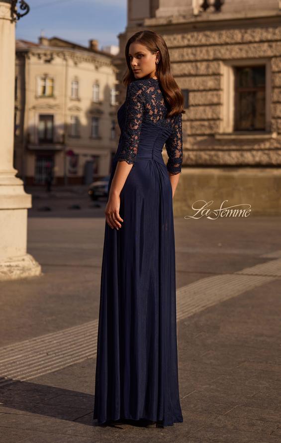 Picture of: Jersey Gown with Knot Detail and Lace Sleeves, Style: 23244, Back Picture