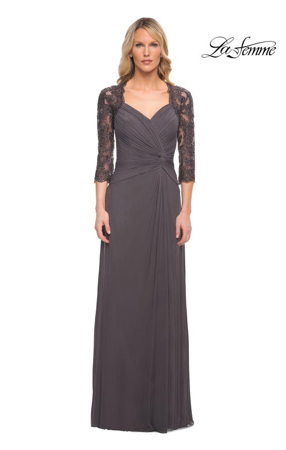 Picture of: Jersey Gown with Knot Detail and Lace Sleeves, Style: 23244, Detail Picture 3