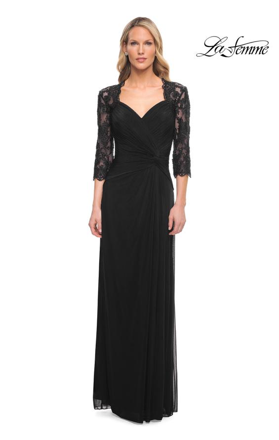 Picture of: Jersey Gown with Knot Detail and Lace Sleeves, Style: 23244, Detail Picture 5