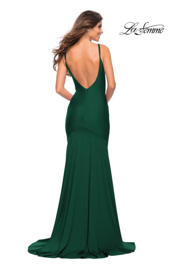 Picture of: Chic Luxe Jersey Gown with Train and V Back in Emerald, Style: 30458, Detail Picture 14