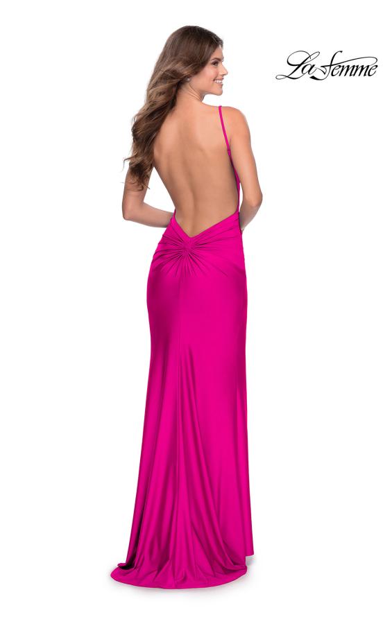 Picture of: Form Fitting Jersey Dress with Fully Open Back in Hot Pink, Style: 28287, Detail Picture 9