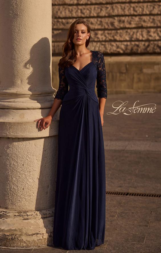 Picture of: Jersey Gown with Knot Detail and Lace Sleeves, Style: 23244, Main Picture