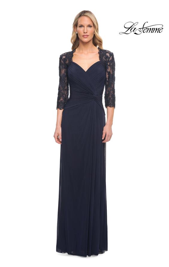 Picture of: Jersey Gown with Knot Detail and Lace Sleeves, Style: 23244, Detail Picture 7