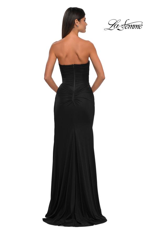 Picture of: Chic Strapless Net Jersey Evening Dress with Slit in Black, Style: 33116, Back Picture