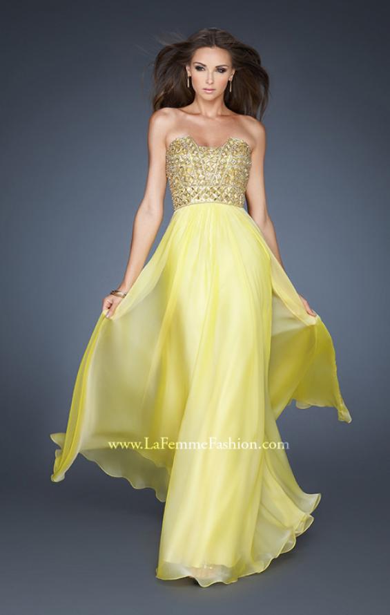 La femme yellow prom clearance dress