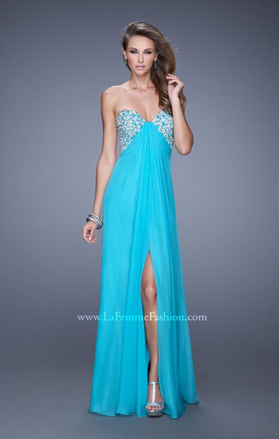 Aqua embellished chiffon on sale gown