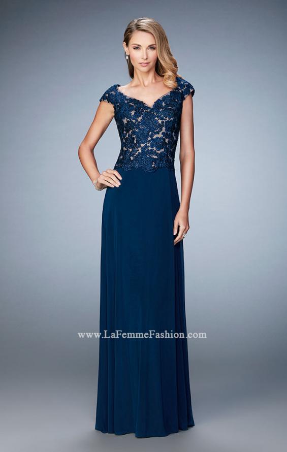 Picture of: Graceful Gown with Sweetheart Neck and Cap Sleeves in Blue, Style: 21767, Main Picture