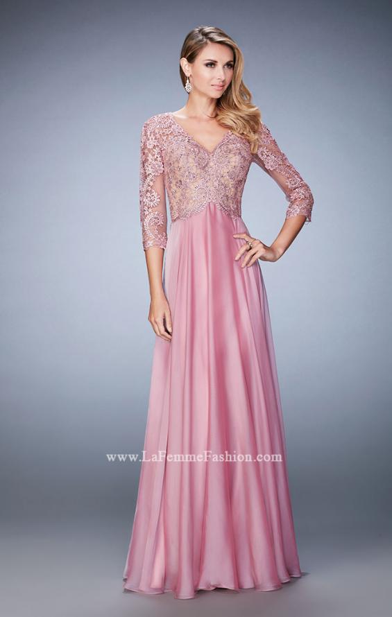 Picture of: Lace and Jeweled Embroidered Evening Gown in Pink, Style: 22031, Main Picture