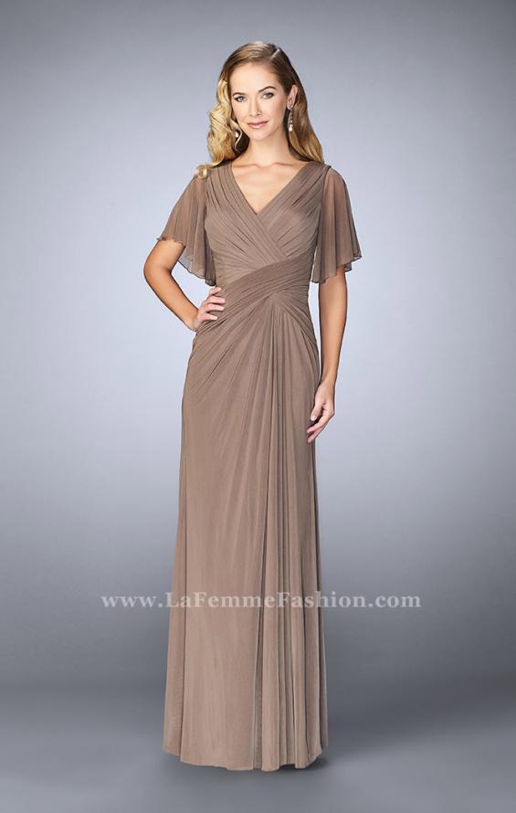 Picture of: V Neck Chiffon Prom Dress with Vintage Beading in Brown, Style: 23160, Detail Picture 1