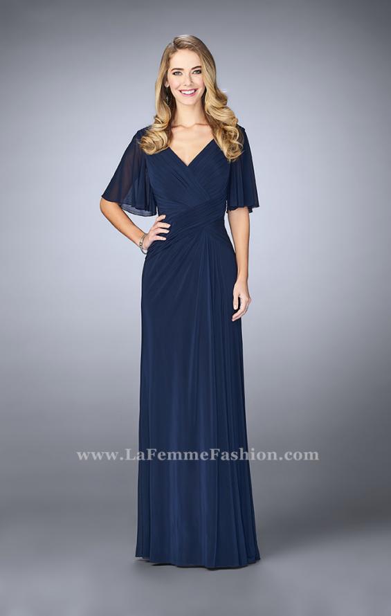 Picture of: V Neck Chiffon Prom Dress with Vintage Beading in Blue, Style: 23160, Detail Picture 2