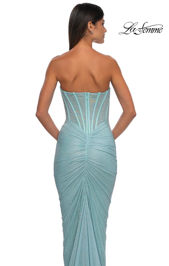 Picture of: Gorgeous Corset Style Prom Dress with Rhinestone Fabric in Aqua , Style: 33019, Detail Picture 8