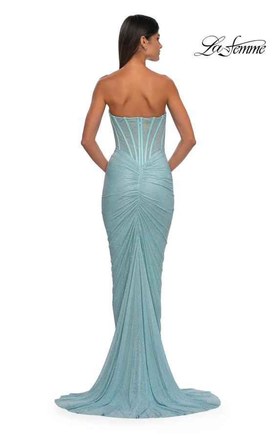 Picture of: Gorgeous Corset Style Prom Dress with Rhinestone Fabric in Aqua , Style: 33019, Detail Picture 6