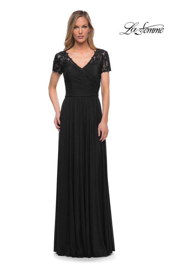 Picture of: Jersey Long Evening Dress with Short Lace Sleeves, Style: 29772, Detail Picture 3