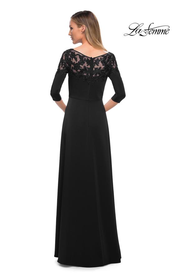 Picture of: Jersey Mother of the Bride Gown with Lace Neckline, Style: 29227, Detail Picture 4