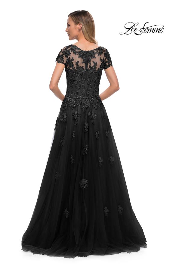 Picture of: Tulle A Line Gown with Lace Applique and V Neck, Style: 29380, Detail Picture 4