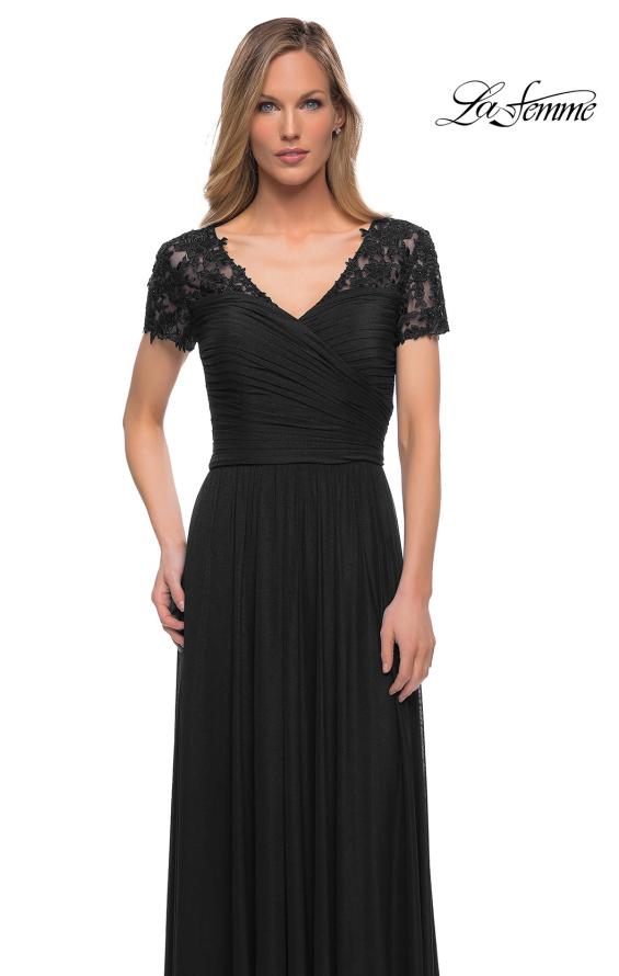 Picture of: Jersey Long Evening Dress with Short Lace Sleeves, Style: 29772, Detail Picture 4