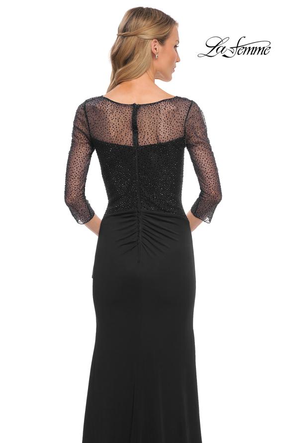 Picture of: Jersey Long Dress with Beading and Ruffle Skirt in Black, Style: 30028, Detail Picture 4