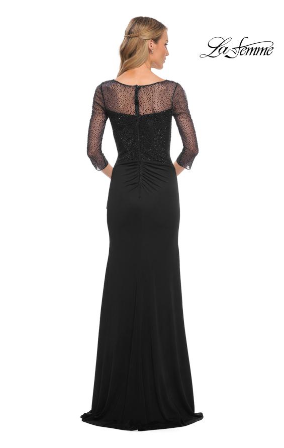 Picture of: Jersey Long Dress with Beading and Ruffle Skirt in Black, Style: 30028, Detail Picture 6