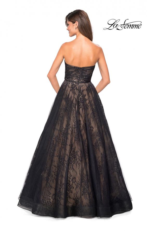 Picture of: Strapless Lace Ball Gown with Sweetheart Neckline in Black Nude, Style: 27135, Back Picture