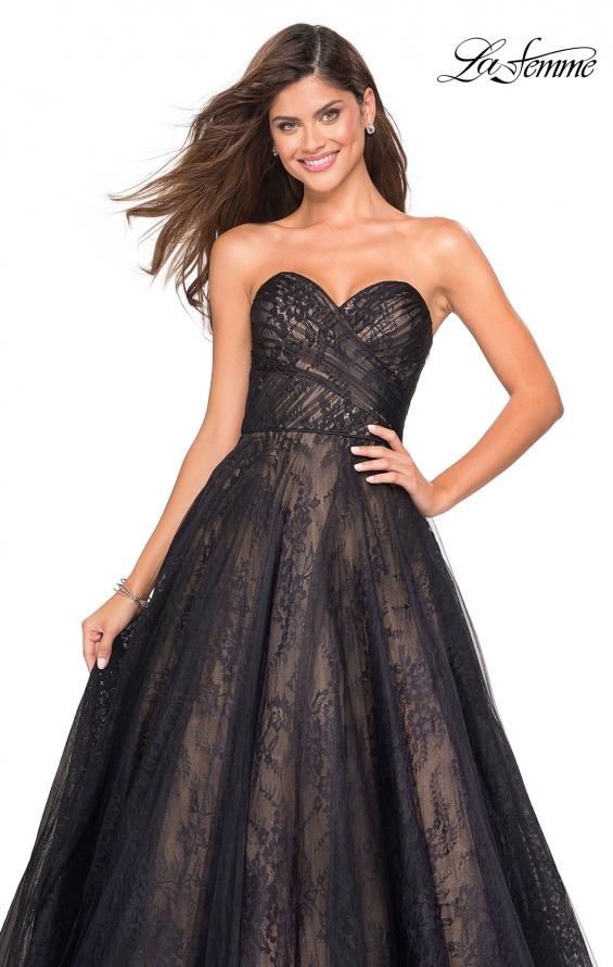 Picture of: Strapless Lace Ball Gown with Sweetheart Neckline in Black Nude, Style: 27135, Detail Picture 4