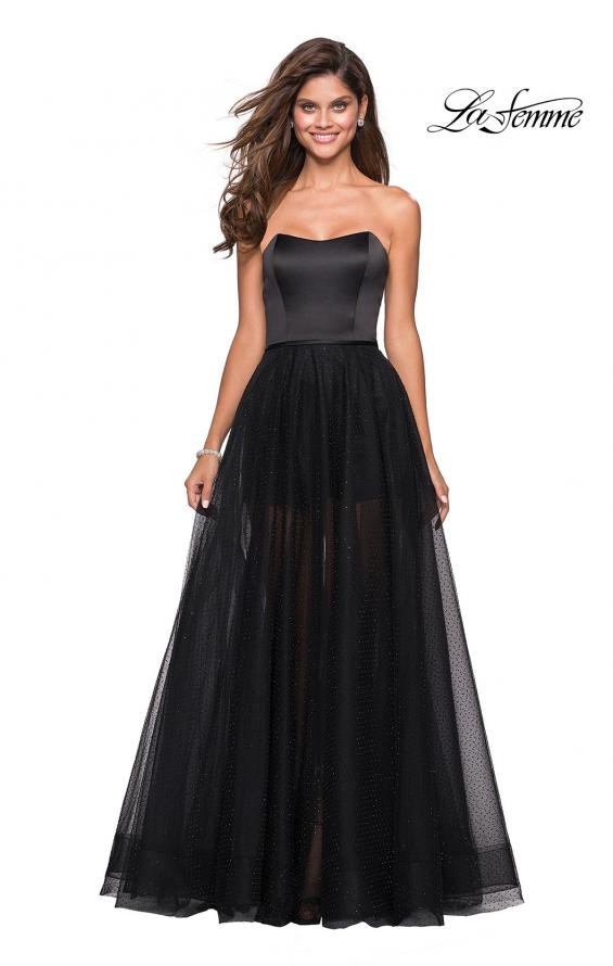 Picture of: Strapless Gown with Tulle Rhinestone Skirt and Shorts in Black, Style: 27522, Main Picture