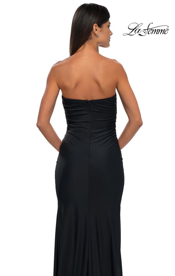 Picture of: Strapless Evening Dress with Beading Detail on Slit and Neckline in Black , Style: 32360, Detail Picture 8