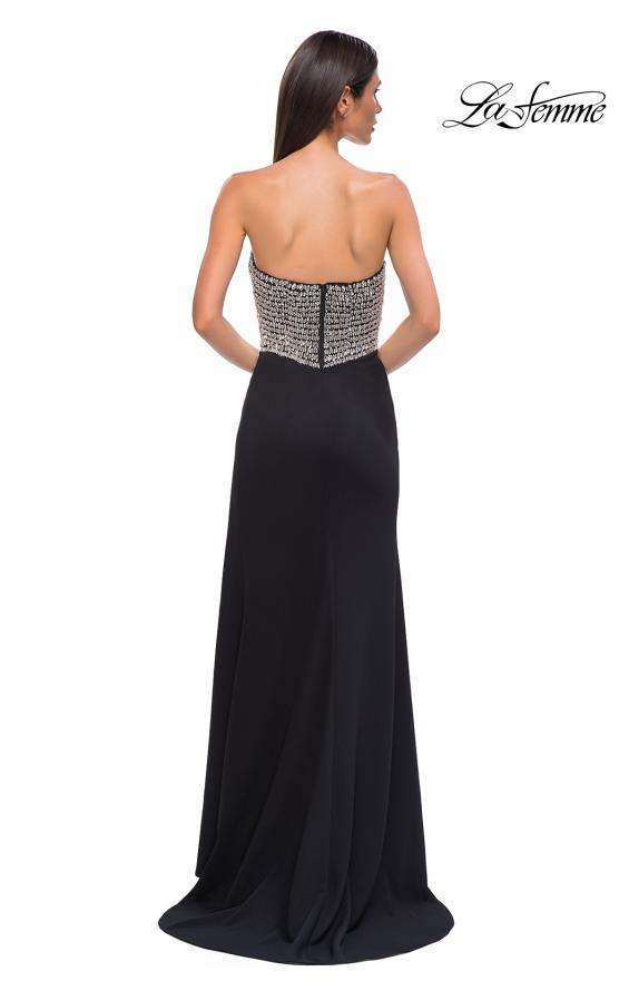 Picture of: Stunning Rhinestone Beaded Top Evening Dress with Jersey Skirt in Black , Style 32910, Detail Picture 10