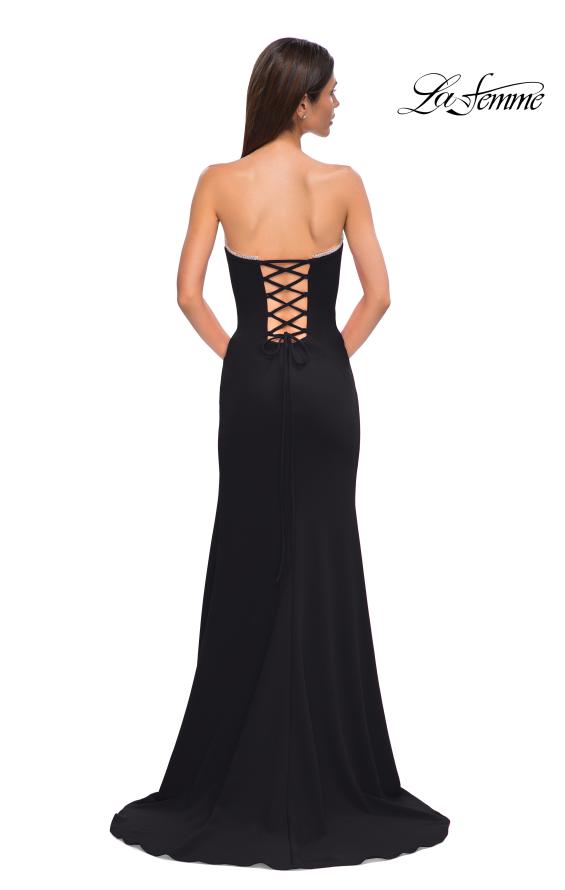 Picture of: Jersey Strapless Dress with Sweetheart Rhinestone Lined Neckline in Black , Style 32829, Detail Picture 16