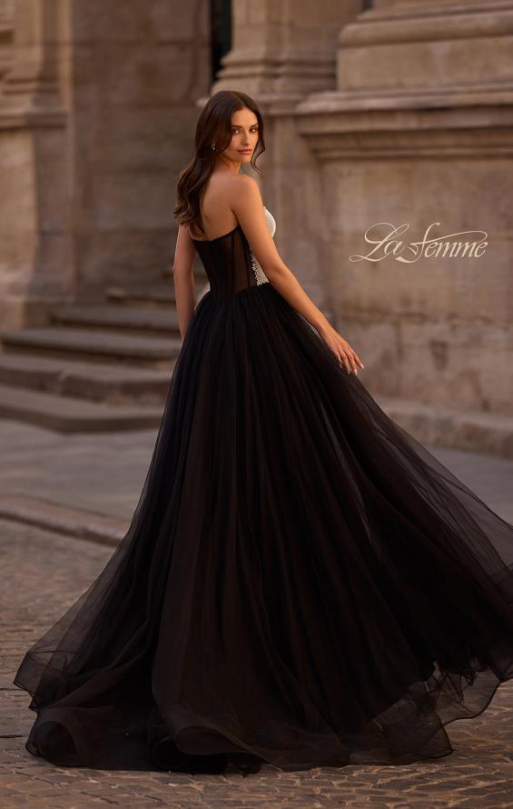 Picture of: Unique Rhinestone Top with Tulle Skirt Prom Dress in Black , Style 32704, Back Picture