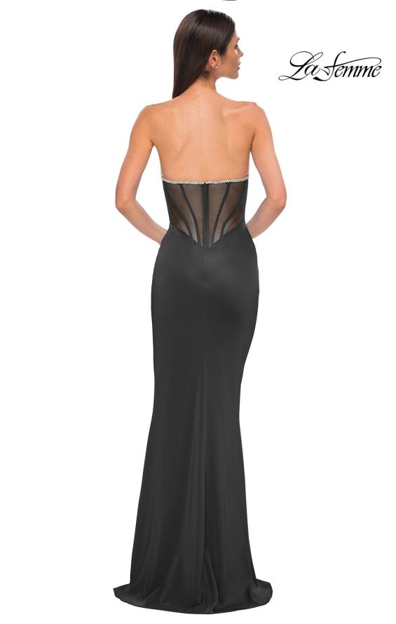 Picture of: Chic Jersey Evening Dress with Rhinestone Neckline in Black , Style 32733, Detail Picture 3