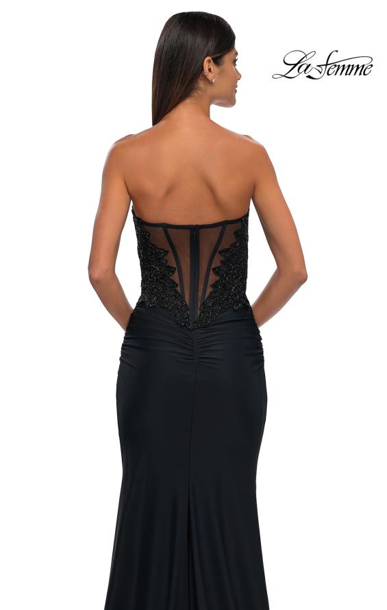 Picture of: Strapless Prom Dress with Unique Rhinestone Design Top in Black, Style: 32961, Detail Picture 3