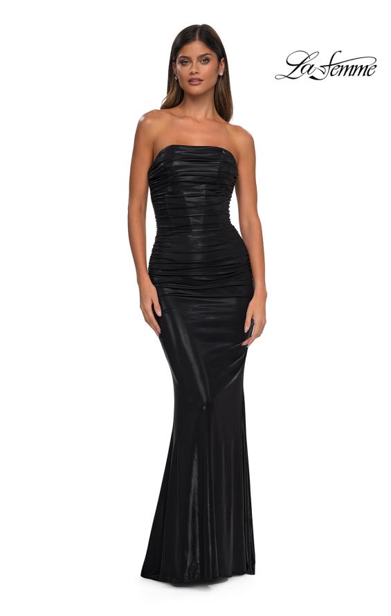 Picture of: Fabulous Metallic Jersey Ruched Strapless Dress in Black, Style: 32518, Detail Picture 5