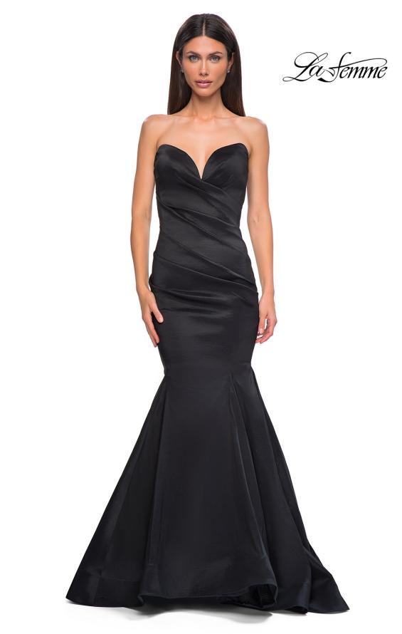 Picture of: Mermaid Stretch Mikado Evening Dress with Illusion Back in Black , Style 32791, Detail Picture 5