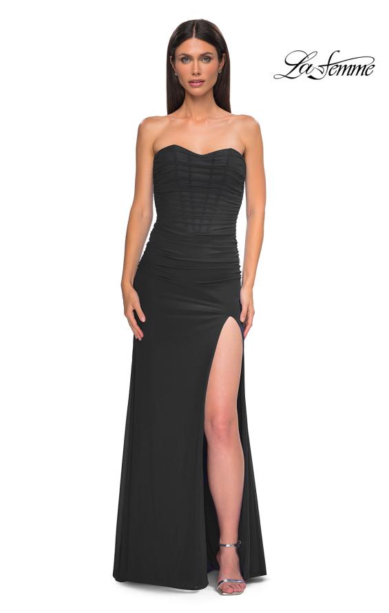 Picture of: Simple Prom Dress with Strapless Sweetheart Top and Lace Up Back in Black , Style 32990, Detail Picture 6