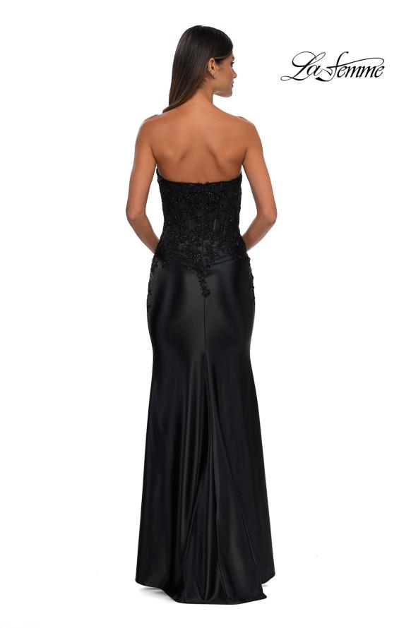 Picture of: Strapless Satin Dress with Lace Top and Sweetheart Neckline in Black, Style: 32582, Detail Picture 7