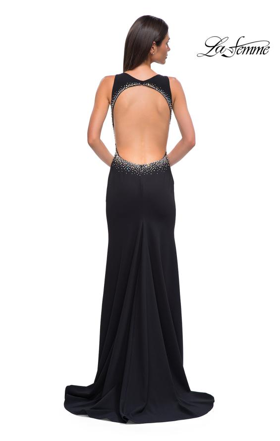 Picture of: Open Back Evening Dress with Rhinestone Embellished Sides and Back in Black , Style 32922, Detail Picture 7