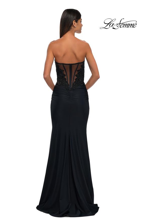 Picture of: Strapless Prom Dress with Unique Rhinestone Design Top in Black, Style: 32961, Detail Picture 7