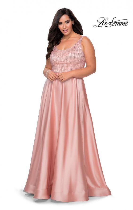 Picture of: Rhinestone Bodice Plus Size Prom Gown with Pockets in Blush, Style: 28879, Detail Picture 4