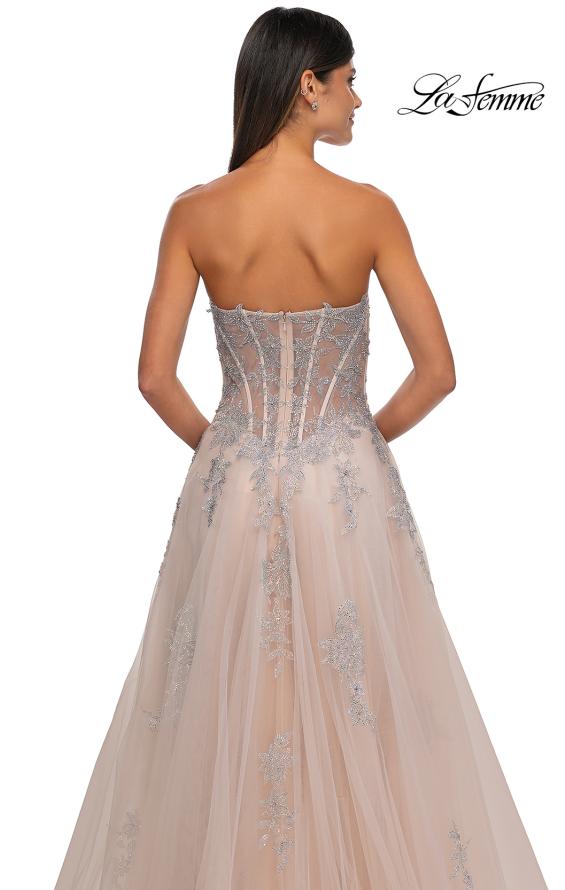 Picture of: Tulle A-line Prom Dress with Gorgeous Rhinestone Lace Applique in Blush, Style: 33028, Detail Picture 8