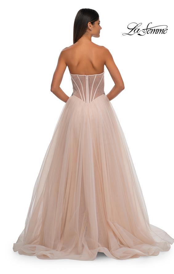 Picture of: Tulle A-line Prom Dress with Beautiful Rhinestone Side Detail in Blush, Style: 32767, Detail Picture 10