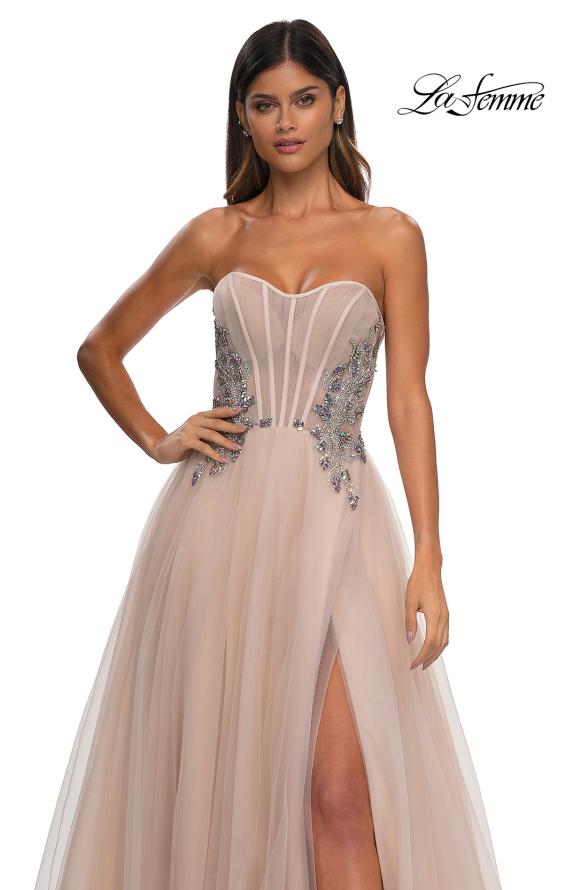 Picture of: Tulle A-line Prom Dress with Beautiful Rhinestone Side Detail in Blush, Style: 32767, Detail Picture 23