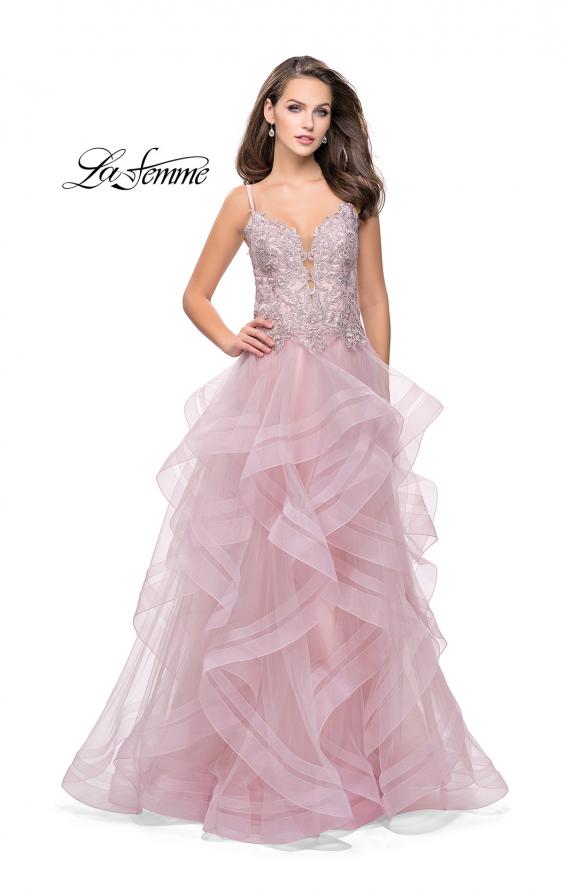 Picture of: Ball Gown with Tulle Skirt and Beaded Lace Bodice in Blush, Style: 26148, Detail Picture 1