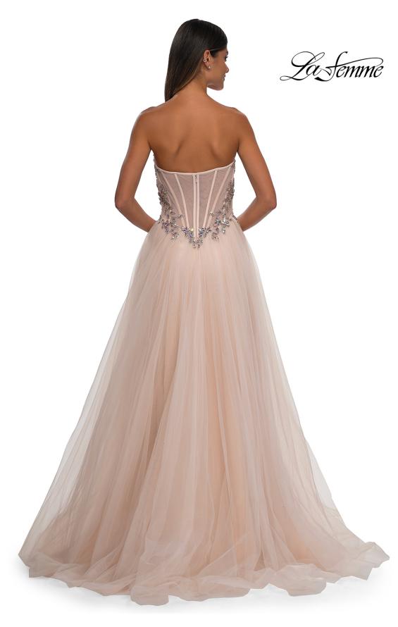 Picture of: A-line Tulle Prom Dress with Stunning Floral Beaded Design in Blush, Style: 32862, Detail Picture 4