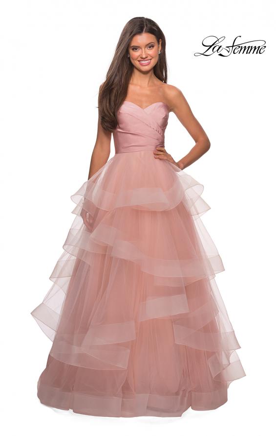 Picture of: Floor Length Strapless Tulle Ball Gown in Blush, Style: 27249, Detail Picture 5