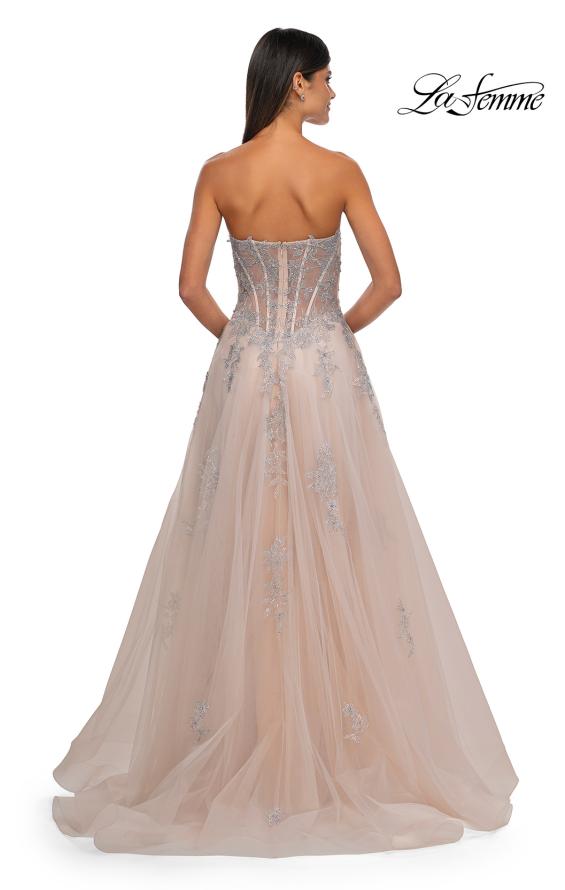 Picture of: Tulle A-line Prom Dress with Gorgeous Rhinestone Lace Applique in Blush, Style: 33028, Detail Picture 5